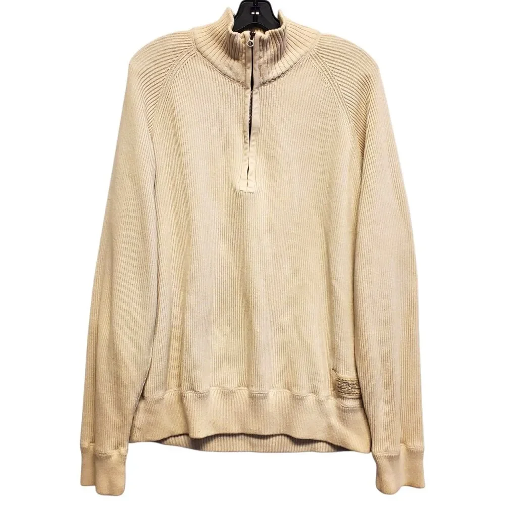 POLO RALPH LAUREN Sweater Mens XXL Beige Quarter Zip Pullover Preppy Outdoor